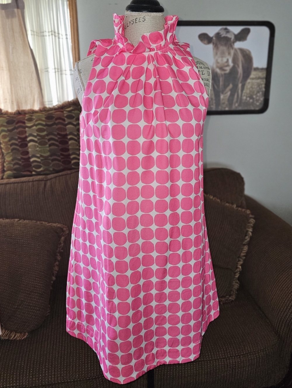 Umgee Pink Polka Dot A-Line Dressy Skirt